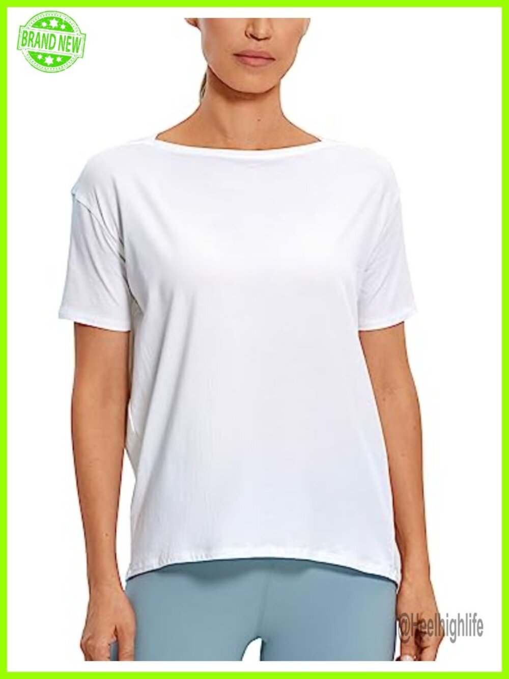 Pima Cotton Boat Neck Short Sleeve T-Shirt Loose Fit Athletic